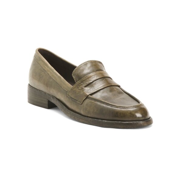 SAINT G Khaki Leather Micola Loafers